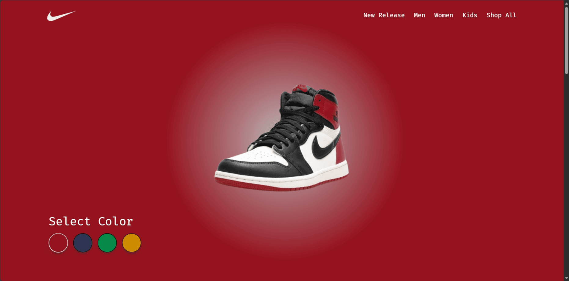 Screenshot of Air Jordan's Landing Page