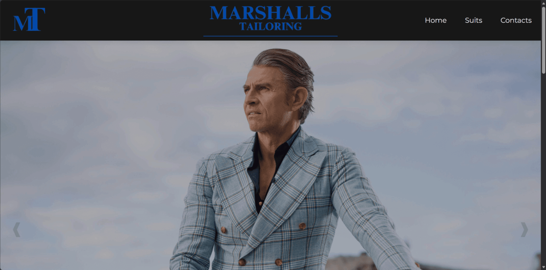 Screenshot of Marshalls Tailoring's Landing Page