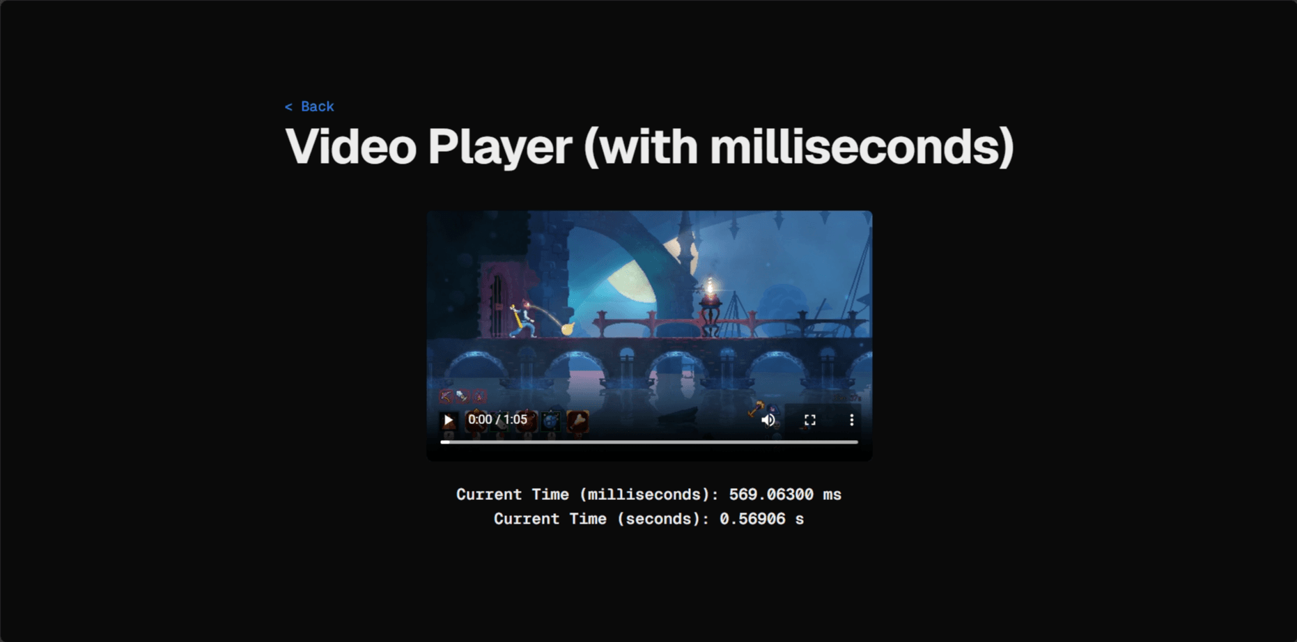 Screenshot of Video Player's Landing Page